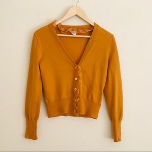 J.Crew Orange ruffle Wool Cardigan  Sweater SZ M